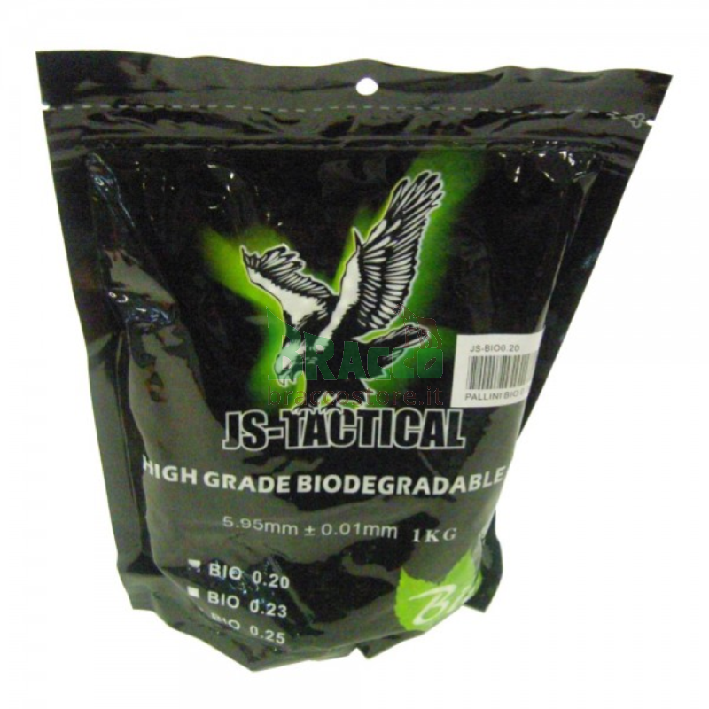 Pallini biodegradabili da softair 0,20 grammi - bianchi - js-tactical
