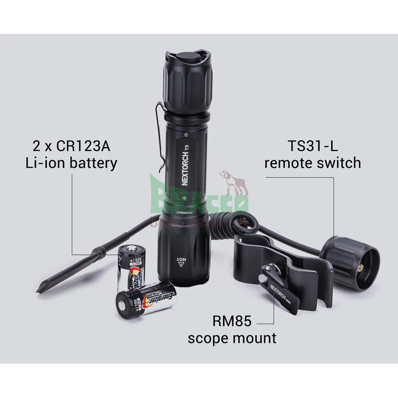 Torcia in set per montaggio al fucile - t5 hunting set - 760 lumen - nextorch