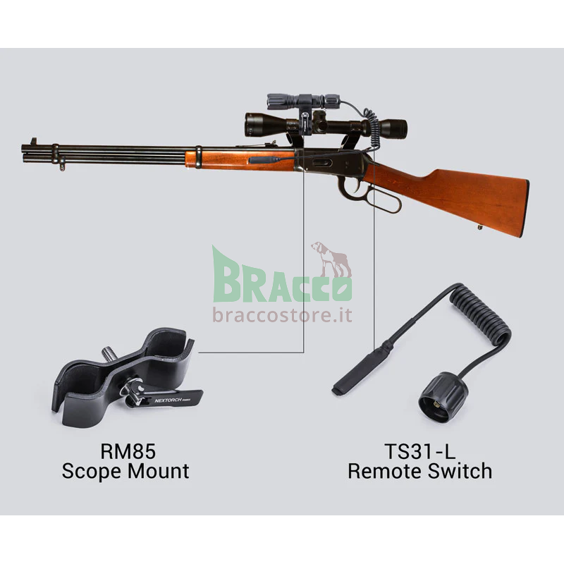 Torcia in set per montaggio al fucile - t5 hunting set - 760 lumen - nextorch