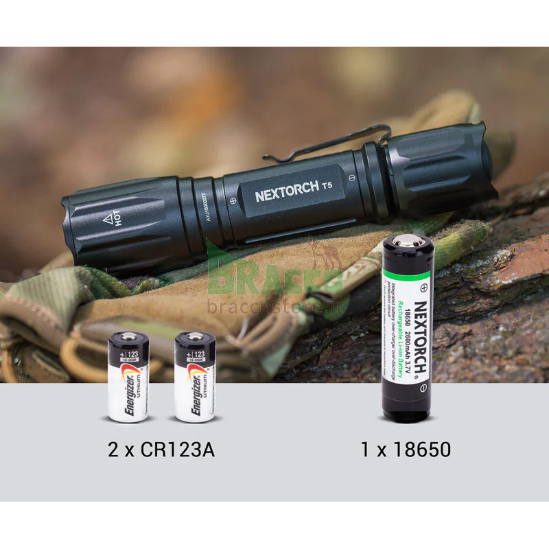 Torcia in set per montaggio al fucile - t5 hunting set - 760 lumen - nextorch