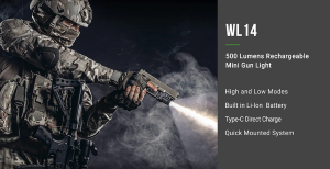 Torcia tattica ricaricabile per pistola - wl14 - 500 lumen - nextorch