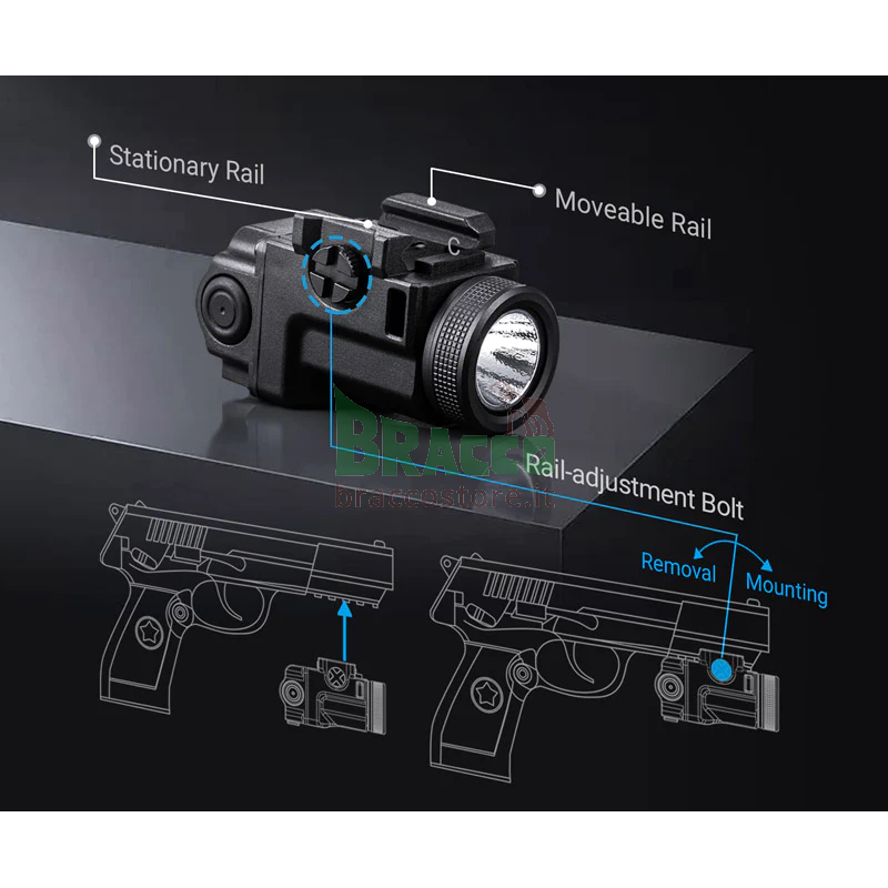 Torcia tattica ricaricabile per pistola - wl14 - 500 lumen - nextorch