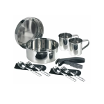 POPOTE STAINLESS STEEL COOKING SET CON TAZZE E POSATE - 2 PERSONE - LAKEN