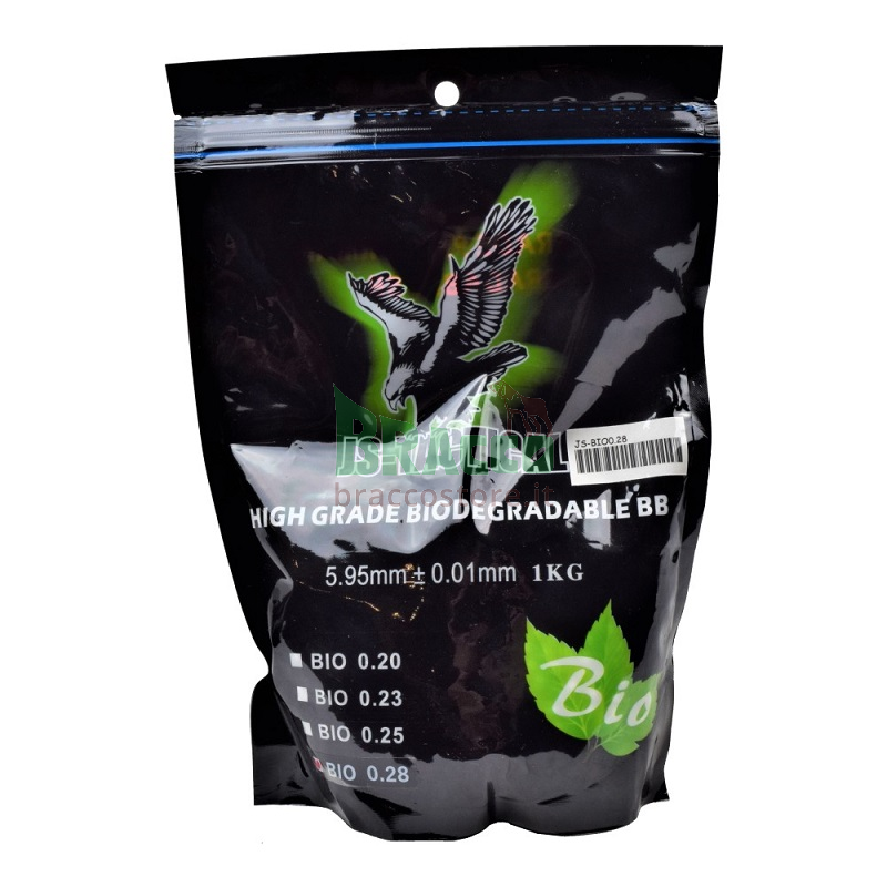 Pallini biodegradabili da softair 0,28 grammi - bianchi - js-tactical