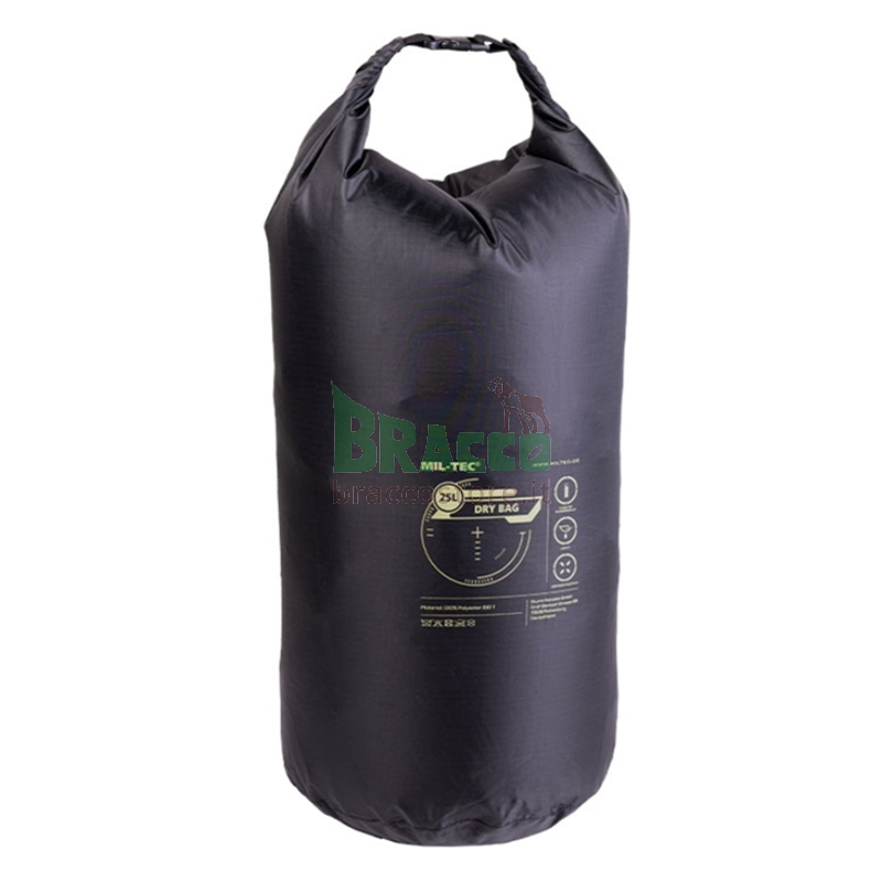 Sacco Stagno Dry Bag 25 Litri - Nero - MIL-TEC