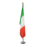 Kit Portabandiera da Interno Completo con Base, Asta 2 Metri e Puntale in Ottone - Made in Italy