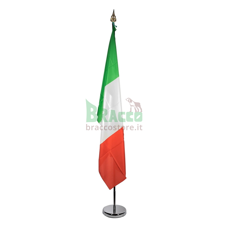 Kit Portabandiera da Interno Completo con Base, Asta 2 Metri e Puntale in Ottone - Made in Italy