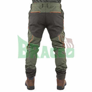 Pantalone da Caccia Softshell Stretch Verde con Rinforzi e Profili Arancio - Masseria - Art. 96 - Outlet